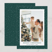 Modern Green Snow Photo Christmas Card Feestdagenkaart (Voorkant / Achterkant)