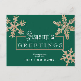 Modern Green Snowflake  Wood Business Briefkaart
