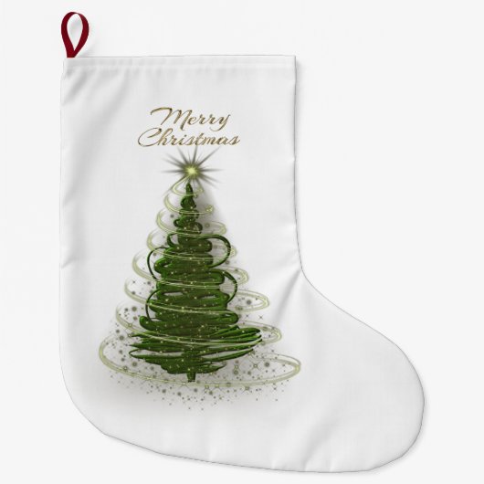 Modern Green Spiral Christmas tree stockings  Grote Kerstsok (Voorkant)