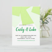 Modern Green Squares Wedding Invitation Kaart (Staand voorkant)