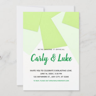 Modern Green Squares Wedding Invitation Kaart