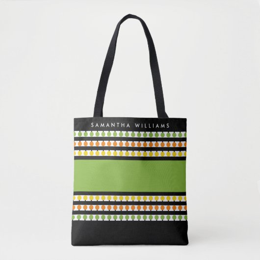 Modern Green Stripe Monogram Tote Bag (Voorkant)