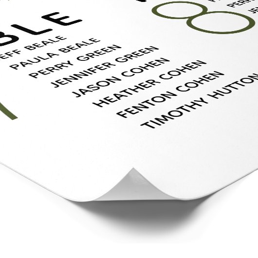 Modern Green Stripe Seating Chart Wedding Poster (Hoek)