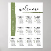 Modern Green Stripe Seating Chart Wedding Poster (Voorkant)