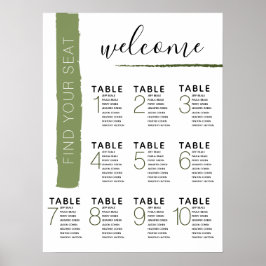 Modern Green Stripe Seating Chart Wedding Poster