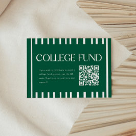 Modern Green Striped College Fund QR Code Informatiekaartje