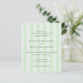 Modern Green Stripes Elegant Budget Wedding Invite (Staand voorkant)