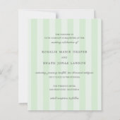Modern Green Stripes Elegant Budget Wedding Invite (Voorkant)