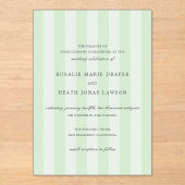 Modern Green Stripes Elegant Wedding Acryl Uitnodigingen (Voorkant)
