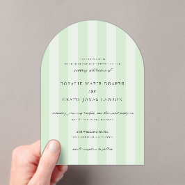 Modern Green Stripes Elegant Wedding Acryl Uitnodigingen