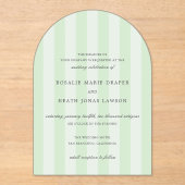 Modern Green Stripes Elegant Wedding Acryl Uitnodigingen (Voorkant)