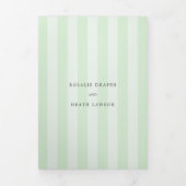 Modern Green Stripes Elegant Wedding Drieluik Uitnodiging (Cover)