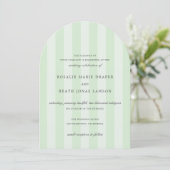 Modern Green Stripes Elegant Wedding Kaart (Staand voorkant)