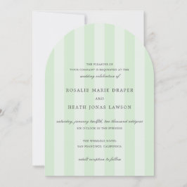 Modern Green Stripes Elegant Wedding Kaart