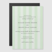 Modern Green Stripes Elegant Wedding Magnetische Uitnodiging (Voorkant / Achterkant)