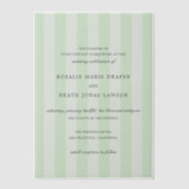 Modern Green Stripes Elegant Wedding Vellum Uitnodigingen (Voorkant)