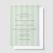 Modern Green Stripes Elegant Wedding Vellum Uitnodigingen (Offset)