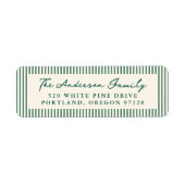 Modern Green Stripes Holiday Retouradres Etiket (Voorkant)