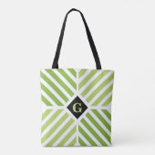 Modern Green Stripes Initiaal Tote Bag (Achterkant)