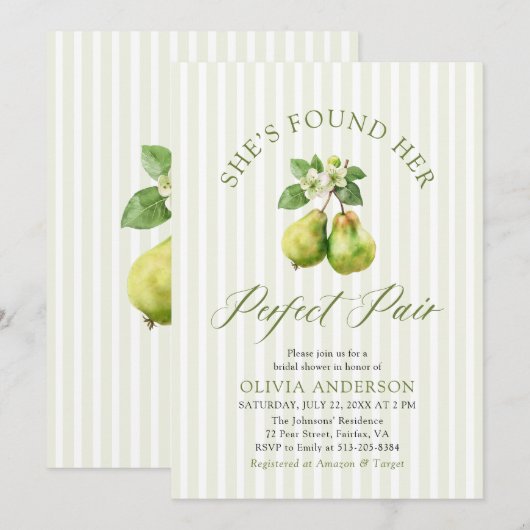 Modern Green Stripes Perfect Pair Vrijgezellenfees Kaart (Voorkant / Achterkant)