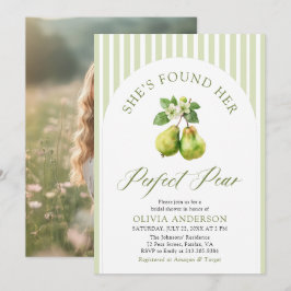 Modern Green Stripes Perfect Pear Vrijgezellenfees Kaart