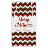 Modern Green Stripes Script Kerstmis Klein Cadeauzakje (Voorkant)