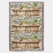 Modern Green Succulents Plant Shelf Reading Books Deken (Voorkant Verticaal)