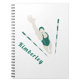Modern Green Swimmer Illustration Swimming Theme Notitieboek