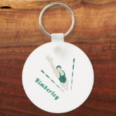 Modern Green Swimmer Illustration Swimming Theme Sleutelhanger (Voorkant)