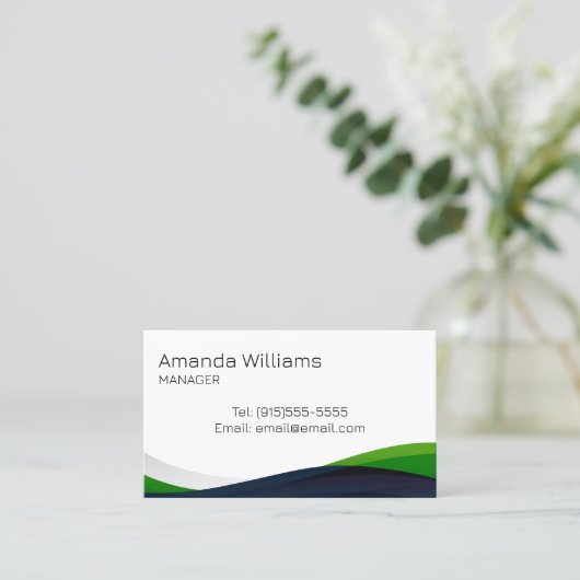 Modern Green Swirl Employee Visitekaartje (Staand voorkant)