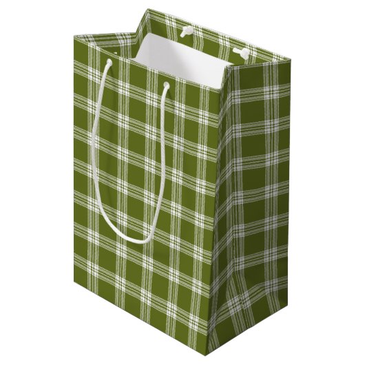 Modern Green Tartan Pset Gift Bag Medium Cadeauzakje (Voorkant Gekanteld)