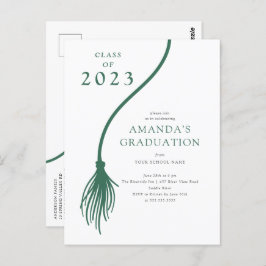 Modern Green Tassel Graduation Party Briefkaart