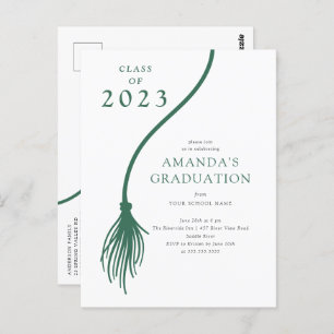 Modern Green Tassel Graduation Party Briefkaart