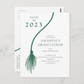 Modern Green Tassel Graduation Party Briefkaart (Voorkant / Achterkant)