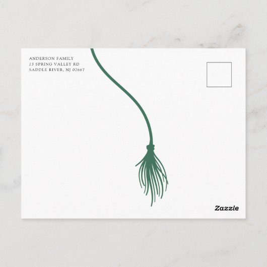 Modern Green Tassel Graduation Party Briefkaart (Achterkant)