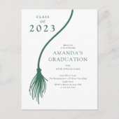 Modern Green Tassel Graduation Party Briefkaart (Voorkant)