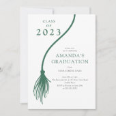 Modern Green Tassel Graduation Party Invitation Kaart (Voorkant)