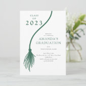 Modern Green Tassel Graduation Party Invitation Kaart (Staand voorkant)