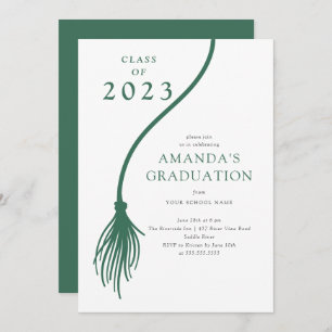 Modern Green Tassel Graduation Party Invitation Kaart