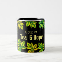 Modern Green Tea vertrekt "Cup van thee en hoop"