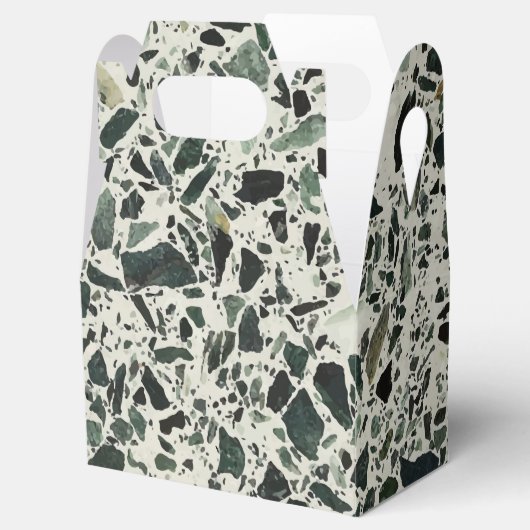 Modern Green Terrazzo Bedankdoosjes (Geopend)