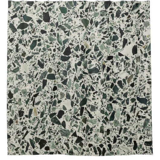 Modern Green Terrazzo Douchegordijn (Voorkant)