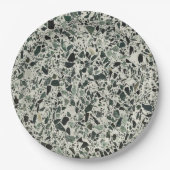 Modern Green Terrazzo Papieren Bordje (Voorkant)