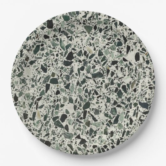 Modern Green Terrazzo Papieren Bordje (Voorkant)