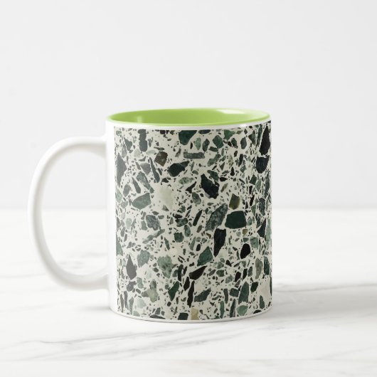 Modern Green Terrazzo Tweekleurige Koffiemok (Links)