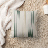Modern Green Ticking Stripe Linen Texture Kussen (Deken)