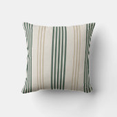 Modern Green Ticking Stripe Linen Texture Kussen (Achterkant)