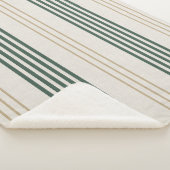 Modern Green Ticking Stripe Linen Texture Sherpa Deken (3/4)