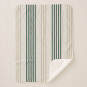 Modern Green Ticking Stripe Linen Texture Sherpa Deken (Voorkant)
