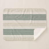 Modern Green Ticking Stripe Linen Texture Sherpa Deken (Voorkant (horizontaal))